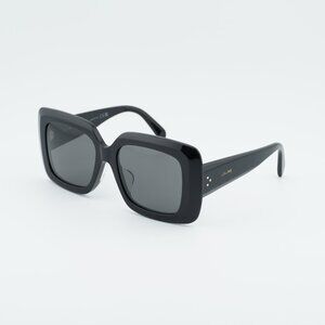 Celine CL40263F 01A Sunglasses Black Square Frame, Smoke Lenses